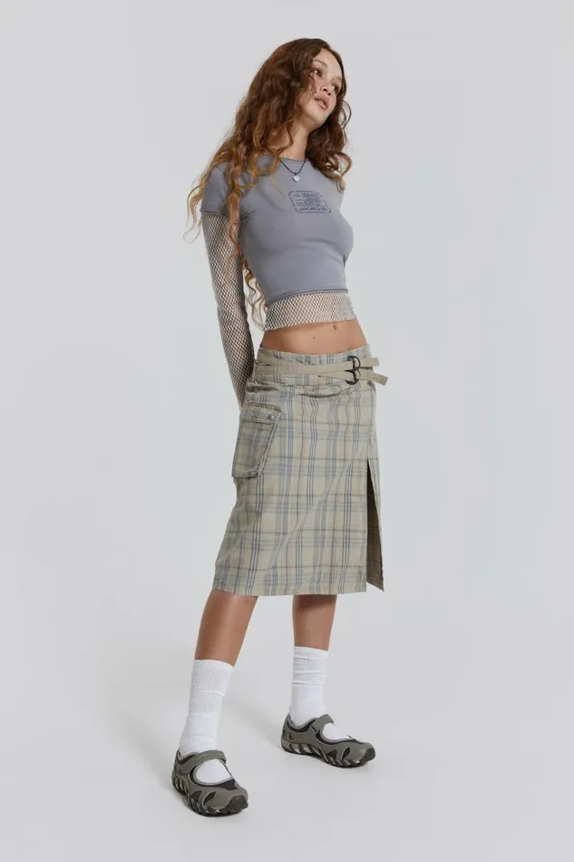 Giselle Check Cargo Midi Skirt Multi Women Jaded London Skirts
