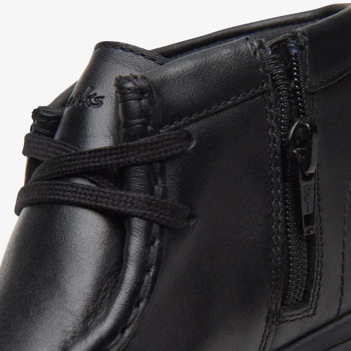 Goal Wally Kid Black Leather Kids Clarks Boots