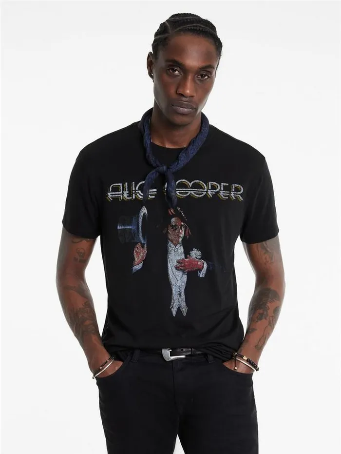 Graphic Tees Men John Varvatos ALICE COOPER TOP HAT TEE Black