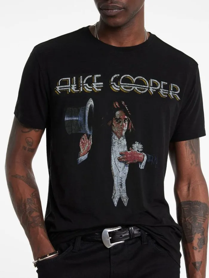Graphic Tees Men John Varvatos ALICE COOPER TOP HAT TEE Black
