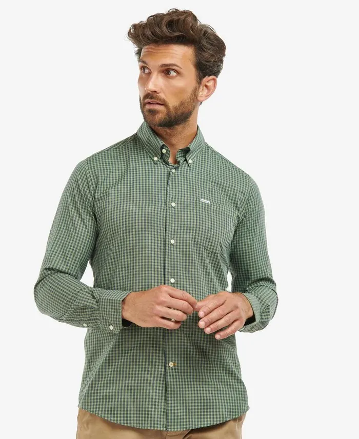 Grove Tailored LongSleeved Shirt Navy Men Barbour Shirts