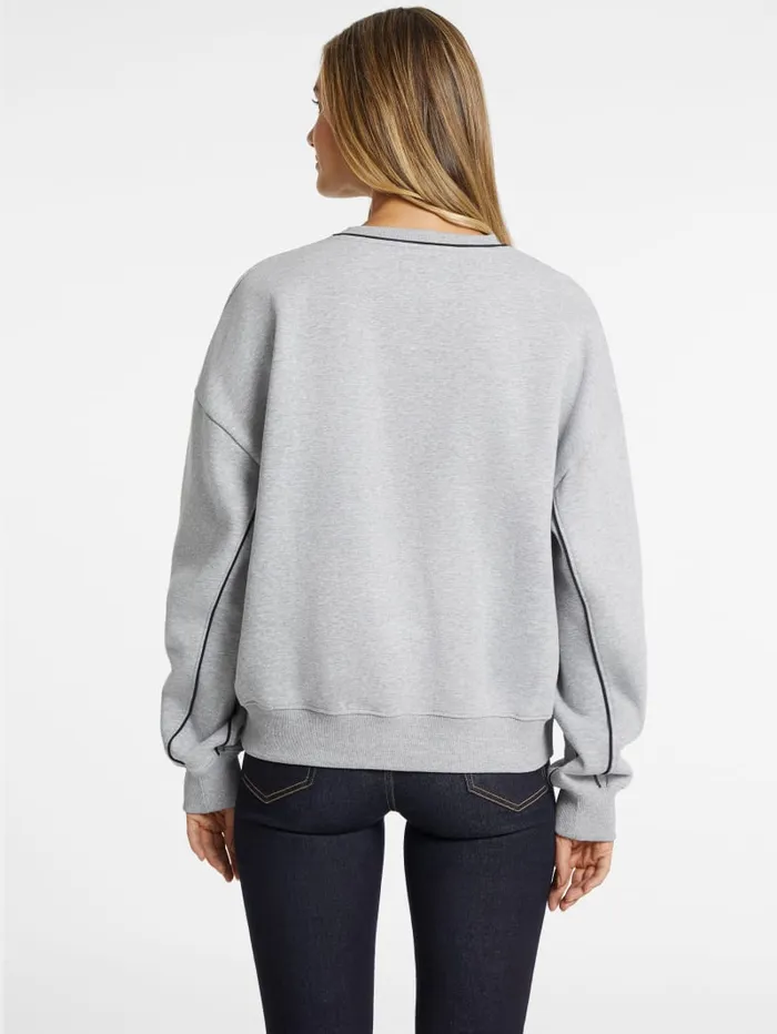 GUESS Activewear Oversized Contrast Piping Logo Sweatshirt Gray 8211 Women