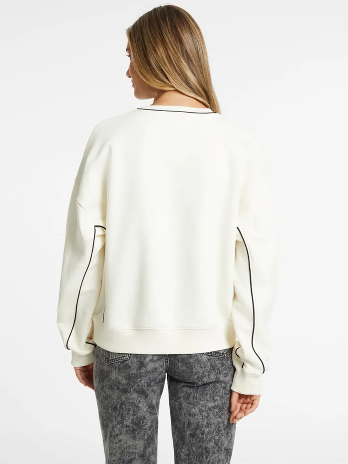 GUESS Activewear Oversized Contrast Piping Logo Sweatshirt Gray 8211 Women