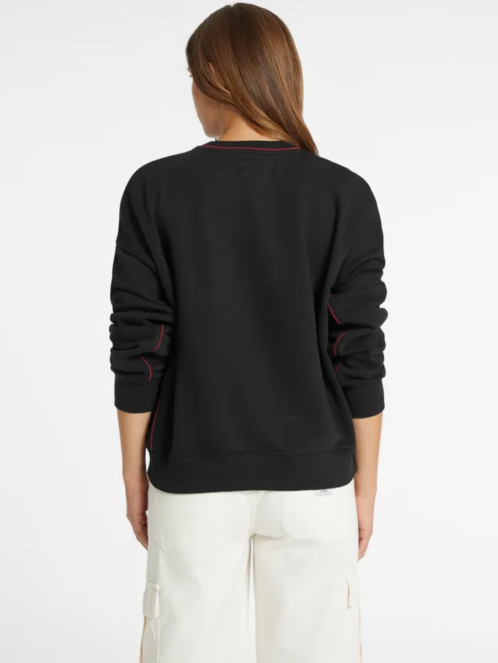 GUESS Activewear Oversized Contrast Piping Logo Sweatshirt Gray 8211 Women