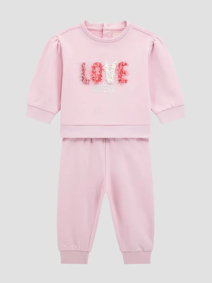 GUESS Baby Girl 0 24M Love Sweatshirt And Pants Set 024M Pink 8211 Kids
