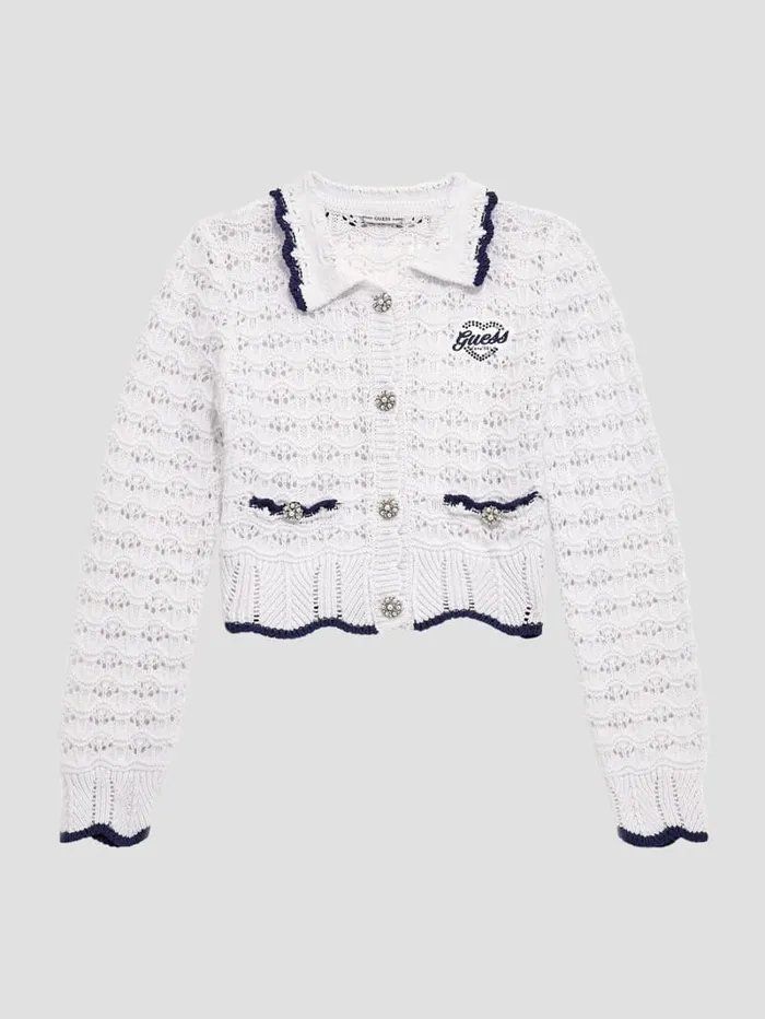 GUESS Big Girl 7 14 Eco Cardigan Sweater 716 White 8211 Kids