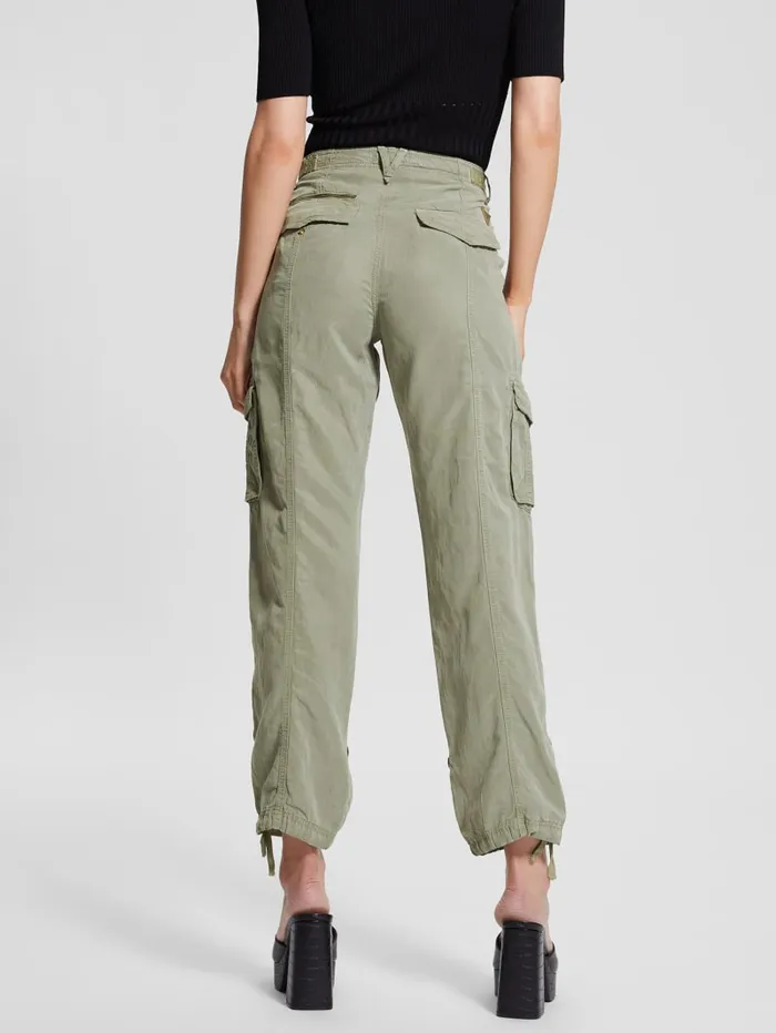 GUESS Bottoms Eco Nessi Linen Cargo Pants Green 8211 Women