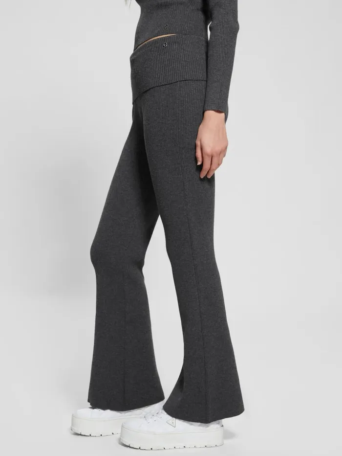 GUESS Bottoms Eco Nina Foldover Rib Flare Leggings Grey 8211 Women