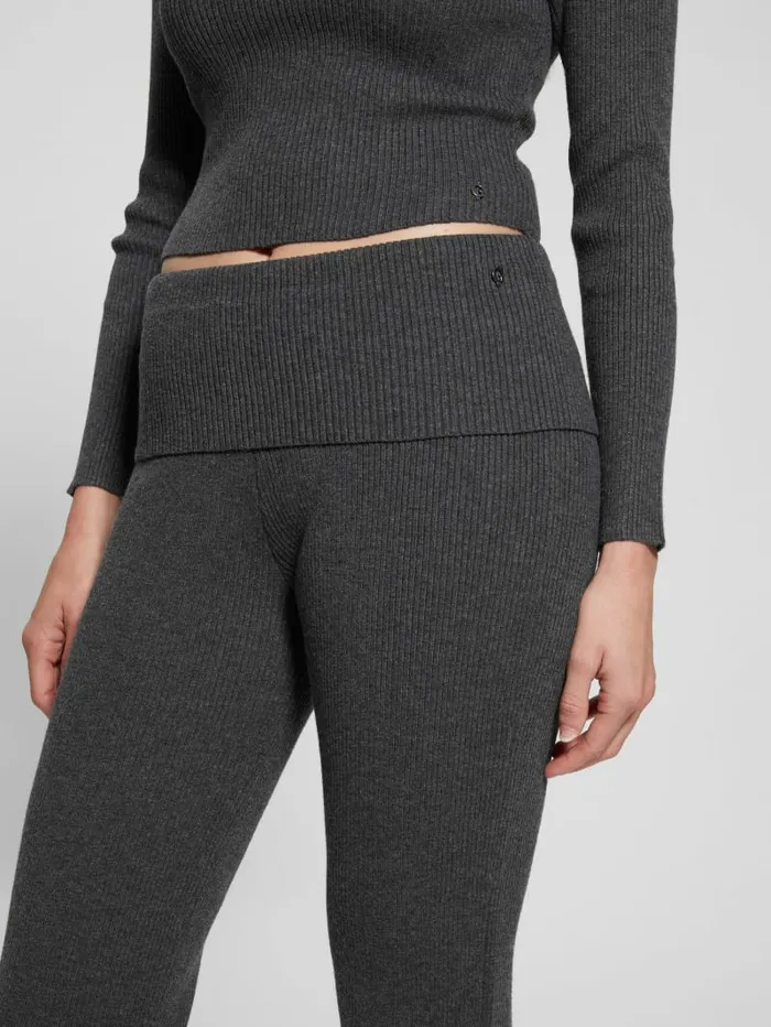 GUESS Bottoms Eco Nina Foldover Rib Flare Leggings Grey 8211 Women