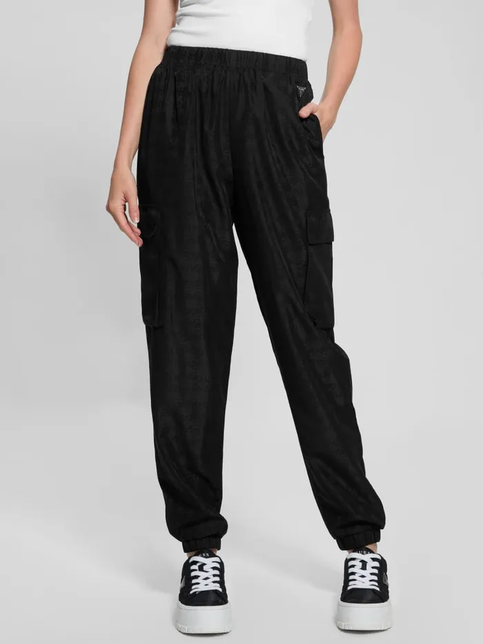 GUESS Bottoms Eco Quattro G Signature Cargo Joggers Black 8211 Women