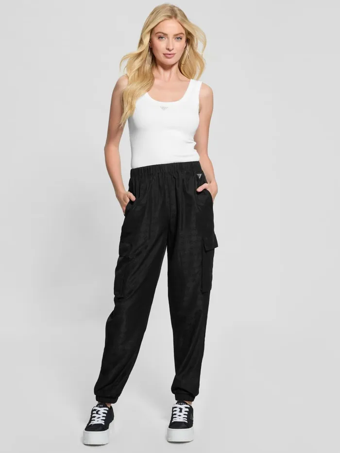 GUESS Bottoms Eco Quattro G Signature Cargo Joggers Black 8211 Women