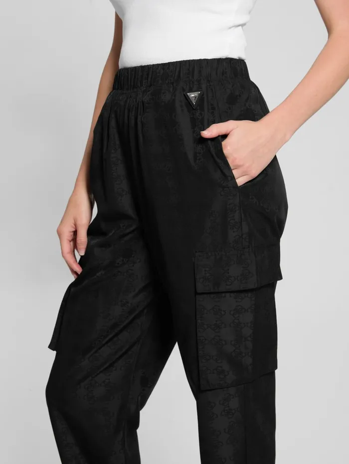 GUESS Bottoms Eco Quattro G Signature Cargo Joggers Black 8211 Women
