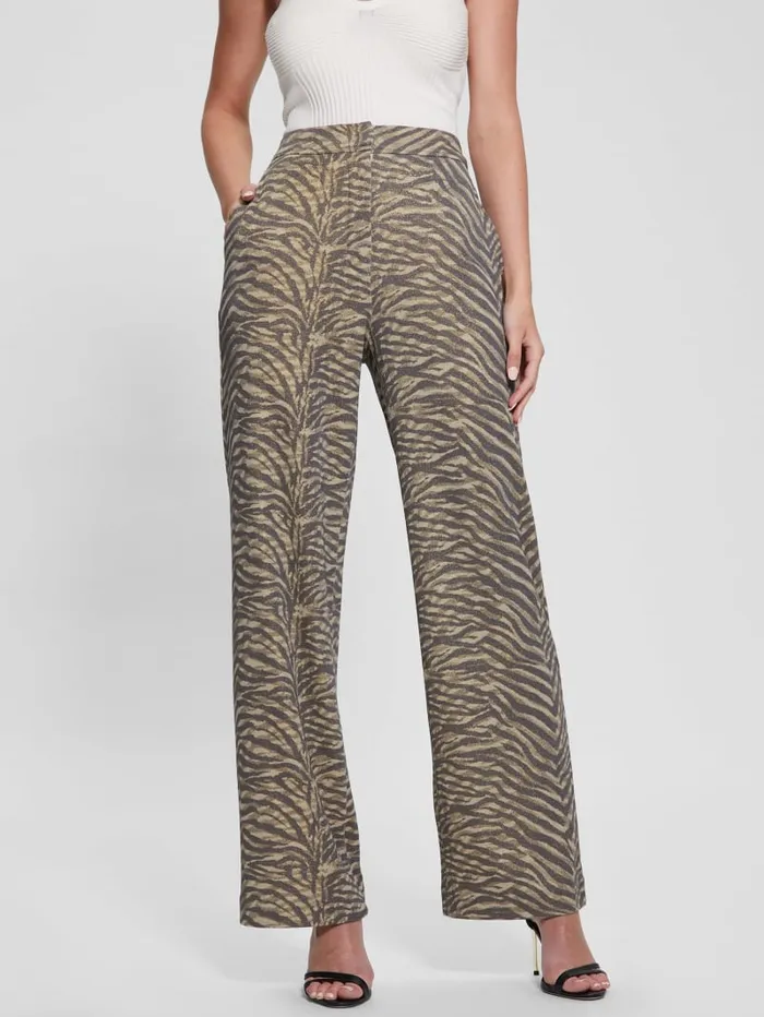 GUESS Bottoms Eliane Printed WideLeg Pants Brown 8211 Women