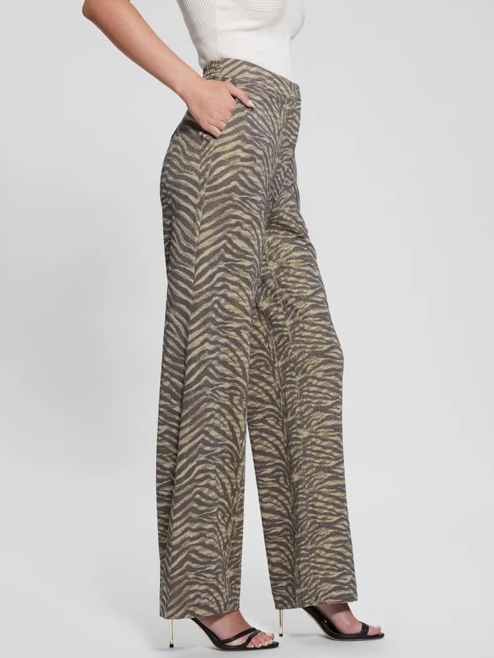 GUESS Bottoms Eliane Printed WideLeg Pants Brown 8211 Women