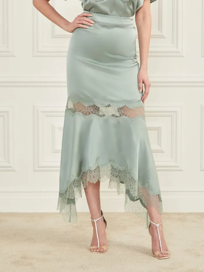GUESS Bottoms Garland Satin Skirt Gray 8211 Women