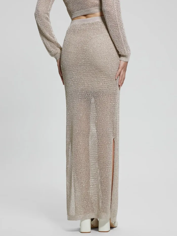 GUESS Bottoms Morgen Sequin Sweater Maxi Skirt Black 8211 Women