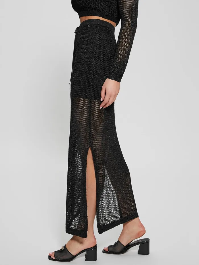 GUESS Bottoms Morgen Sequin Sweater Maxi Skirt Black 8211 Women
