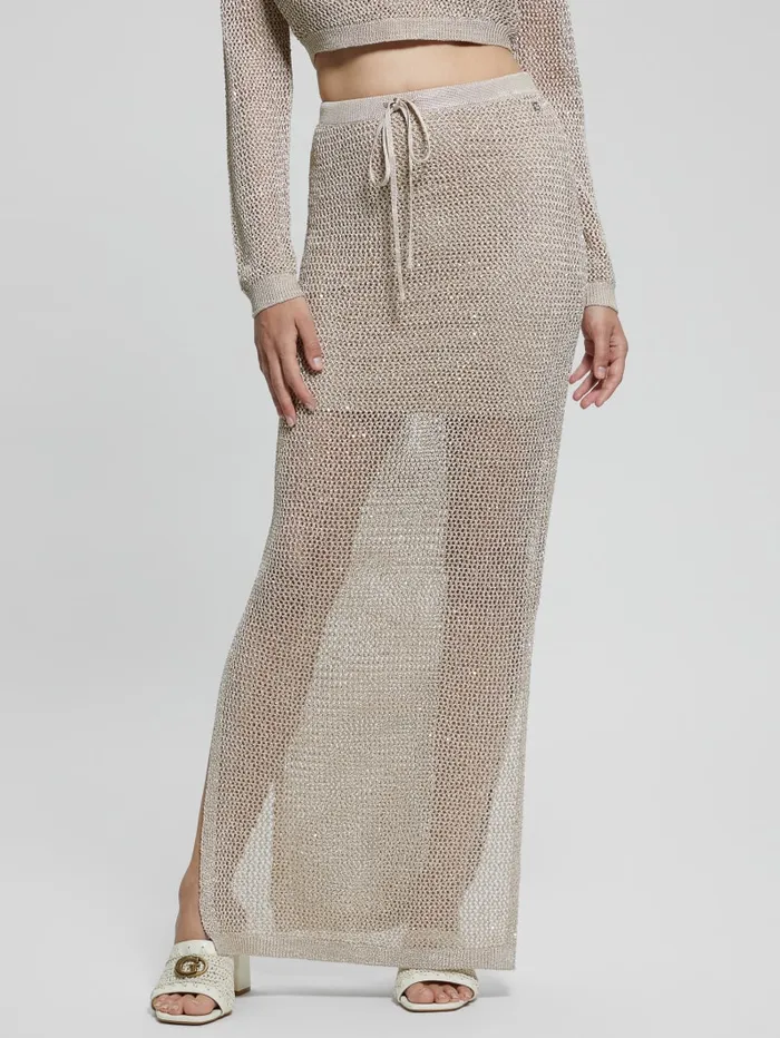 GUESS Bottoms Morgen Sequin Sweater Maxi Skirt Black 8211 Women