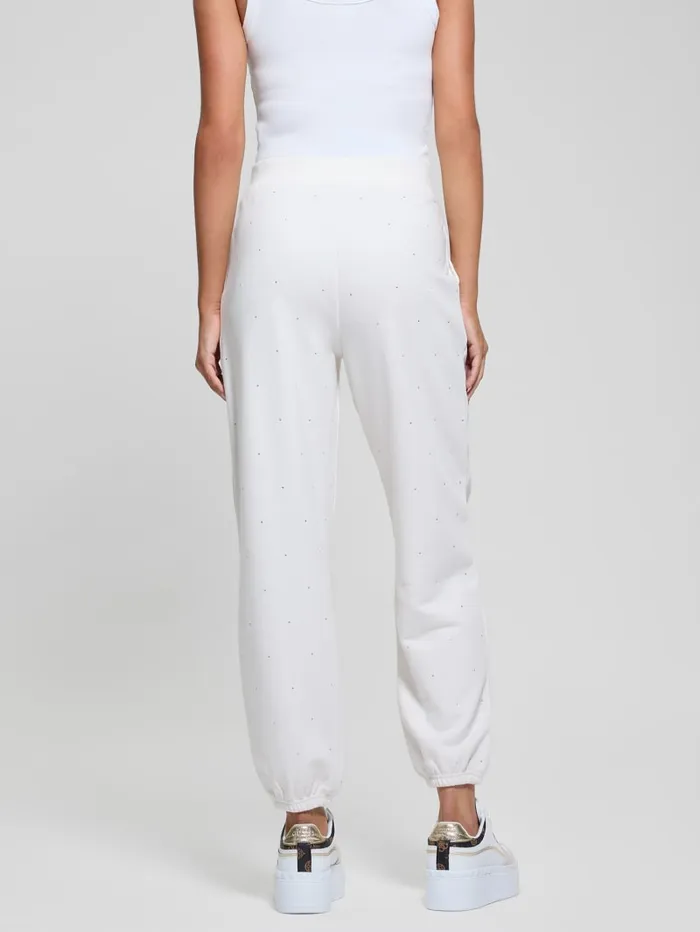 GUESS Bottoms Rhinestones Jogger White 8211 Women