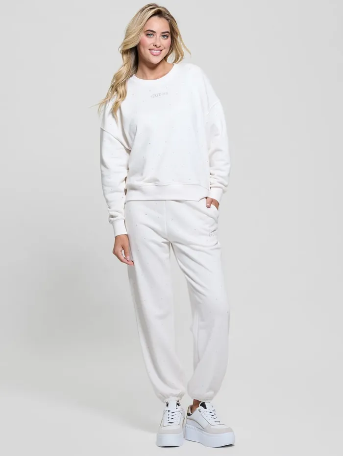GUESS Bottoms Rhinestones Jogger White 8211 Women