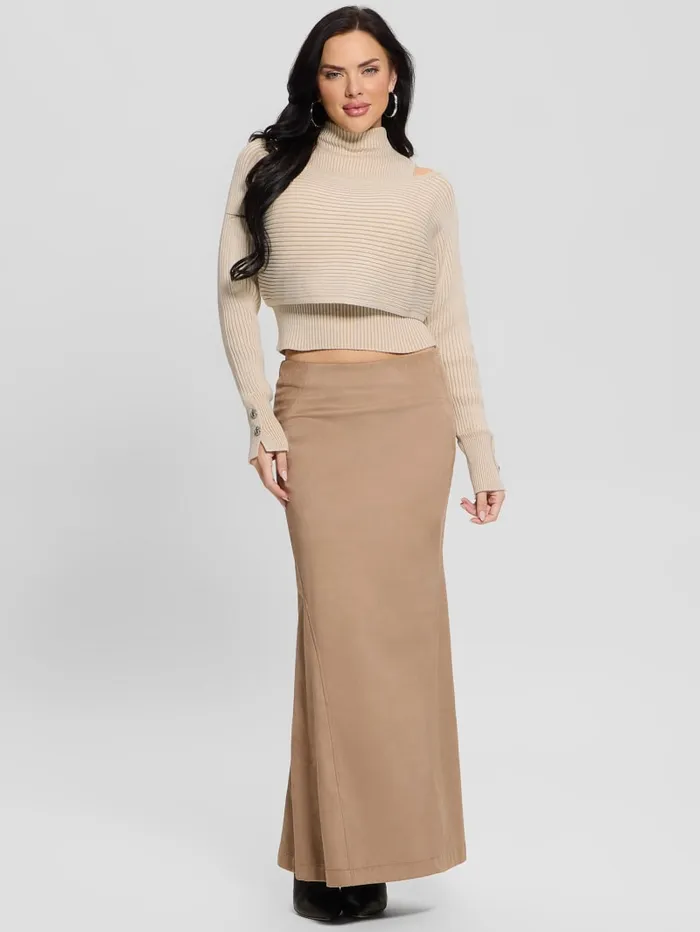 GUESS Bottoms Tarquinia Maxi FauxSuede Skirt Beige 8211 Women