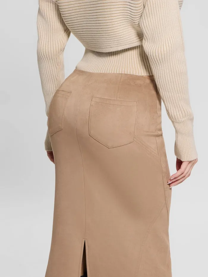 GUESS Bottoms Tarquinia Maxi FauxSuede Skirt Beige 8211 Women