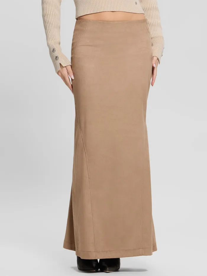 GUESS Bottoms Tarquinia Maxi FauxSuede Skirt Beige 8211 Women