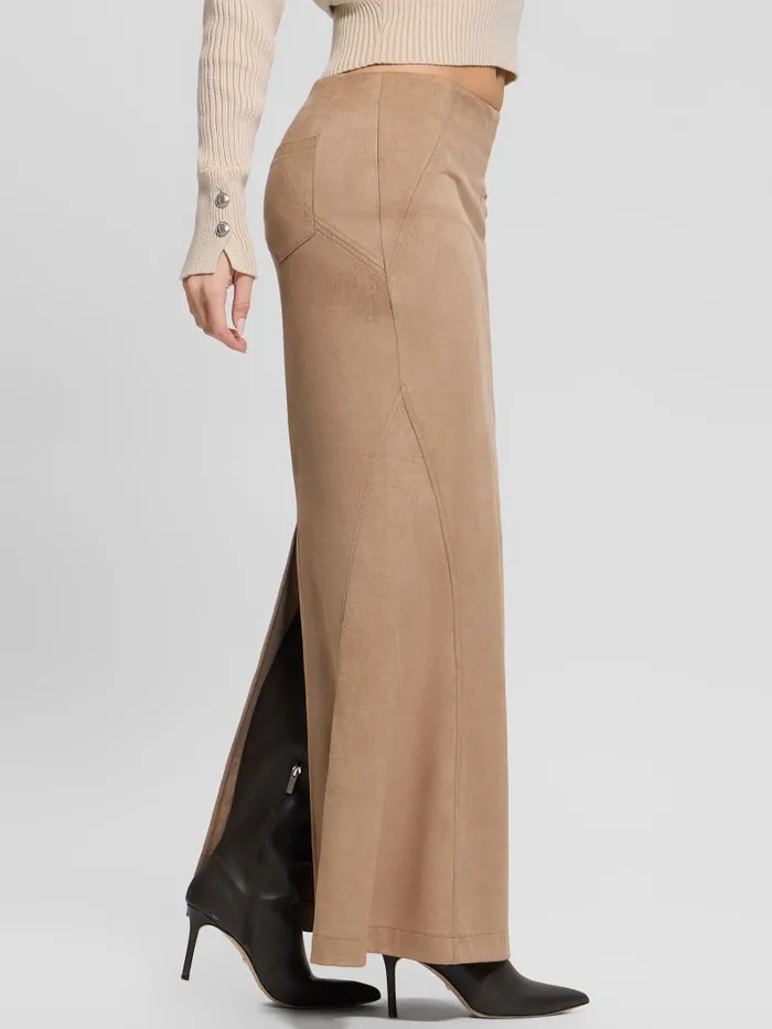 GUESS Bottoms Tarquinia Maxi FauxSuede Skirt Beige 8211 Women