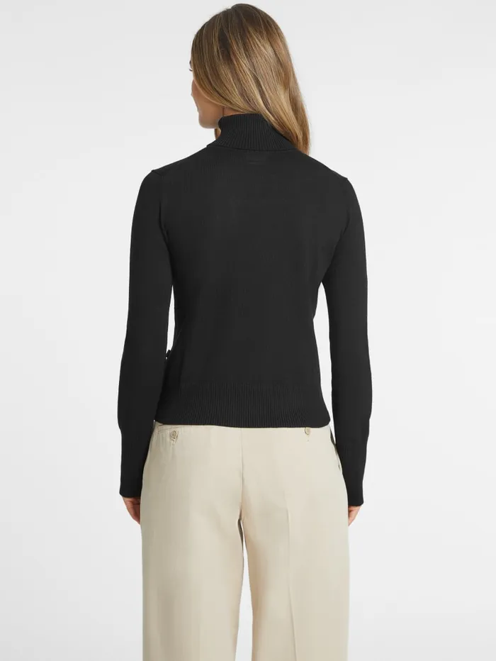 GUESS Dresses and Jumpsuits Silk And WoolBlend Turtleneck Logo Sweater Black 8211 Women