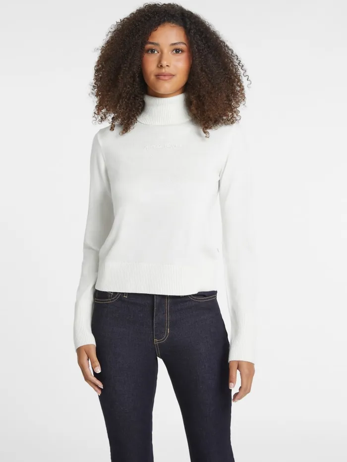 GUESS Dresses and Jumpsuits Silk And WoolBlend Turtleneck Logo Sweater Black 8211 Women