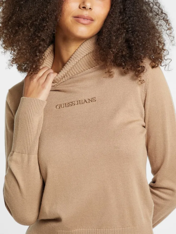 GUESS Dresses and Jumpsuits Silk And WoolBlend Turtleneck Logo Sweater Black 8211 Women