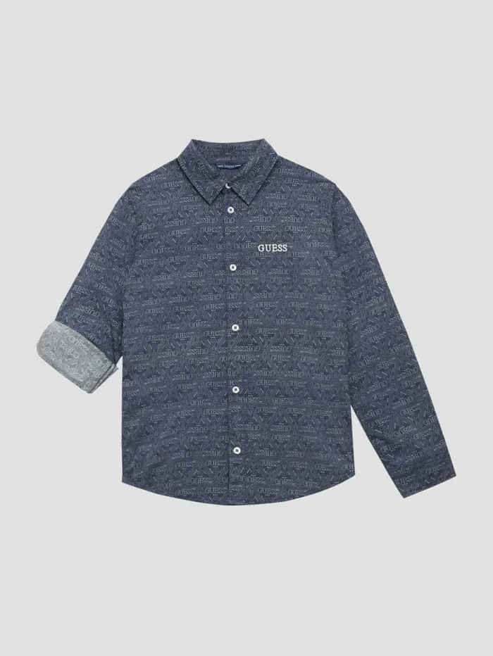 GUESS Gifts For Kids Printed Poplin Shirt 716 Blue 8211 Kids