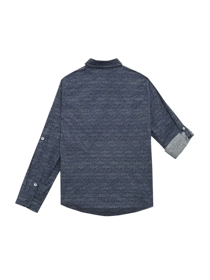 GUESS Gifts For Kids Printed Poplin Shirt 716 Blue 8211 Kids