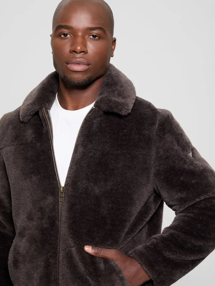 GUESS Guess Eco Eco Teddy Sherpa Jacket Brown 8211 Men