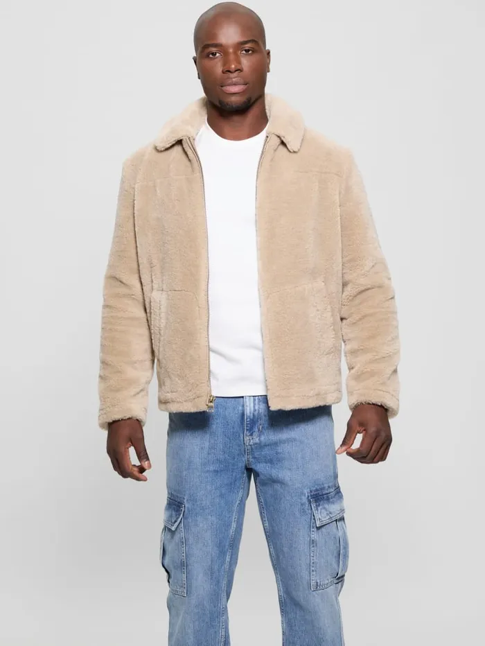 GUESS Guess Eco Eco Teddy Sherpa Jacket Brown 8211 Men