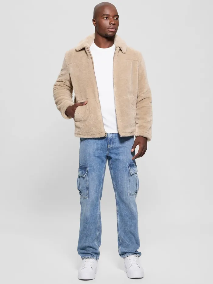 GUESS Guess Eco Eco Teddy Sherpa Jacket Brown 8211 Men