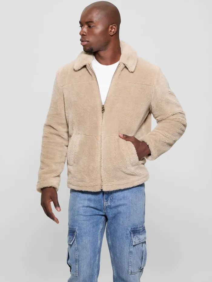 GUESS Guess Eco Eco Teddy Sherpa Jacket Brown 8211 Men