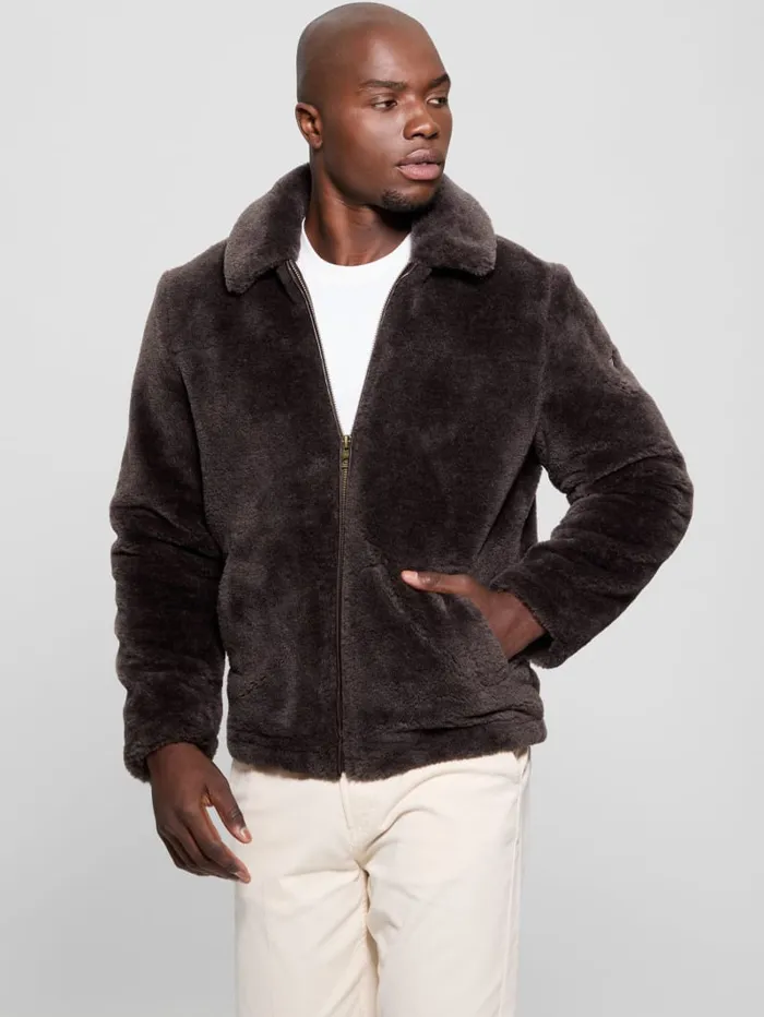 GUESS Guess Eco Eco Teddy Sherpa Jacket Brown 8211 Men