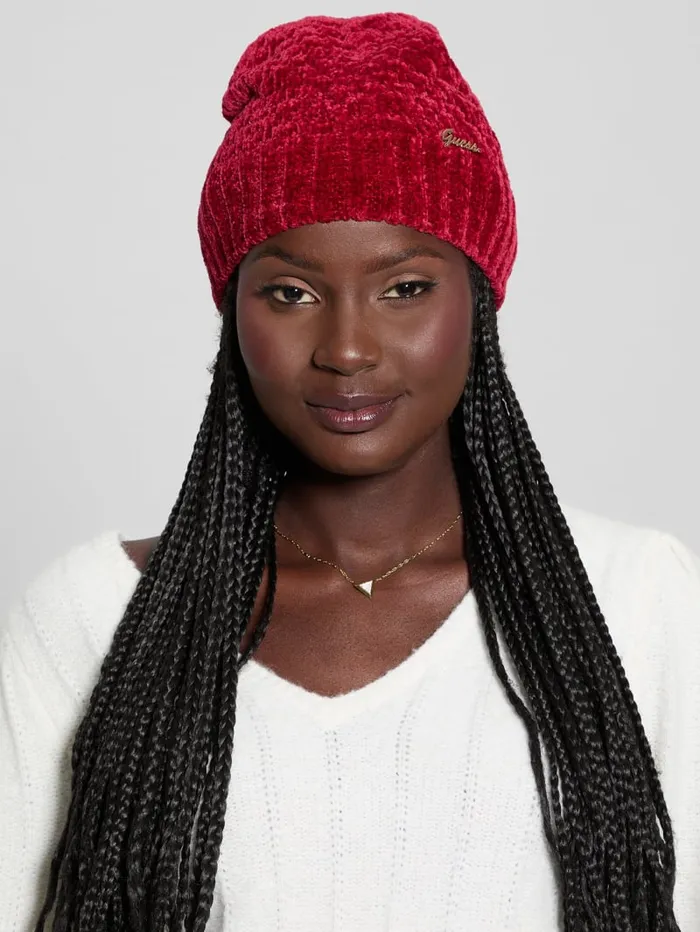 GUESS Hats and Scarves Eco Talia Chenille Beanie Red 8211 Women