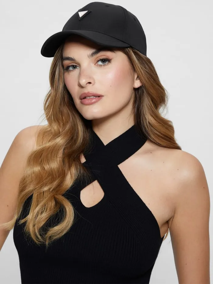 GUESS Hats and Scarves Signature Triangle Baseball Hat Beige 8211 Women