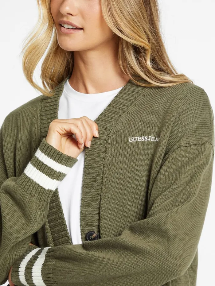 GUESS Hoodies and Sweaters Embroidered Logo Varsity Cardigan Gray 8211 Women