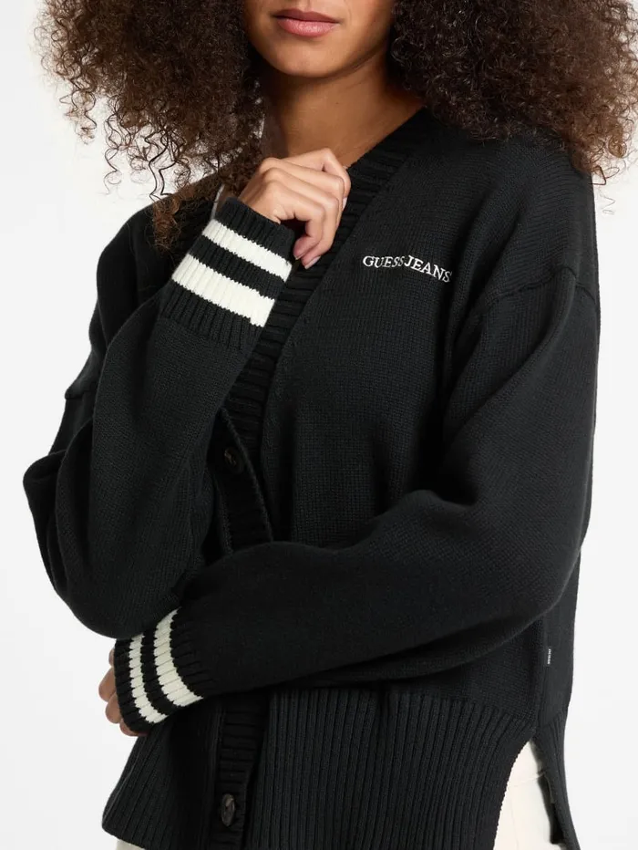 GUESS Hoodies and Sweaters Embroidered Logo Varsity Cardigan Gray 8211 Women
