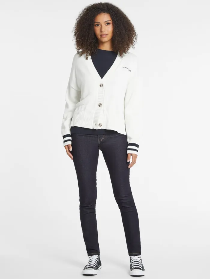 GUESS Hoodies and Sweaters Embroidered Logo Varsity Cardigan Gray 8211 Women