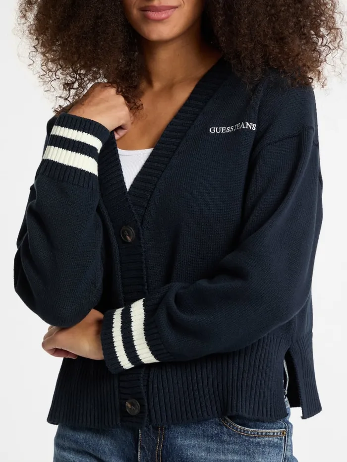 GUESS Hoodies and Sweaters Embroidered Logo Varsity Cardigan Gray 8211 Women