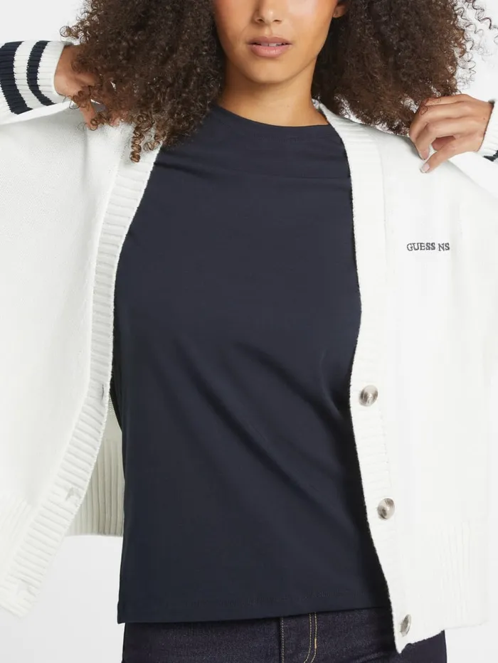 GUESS Hoodies and Sweaters Embroidered Logo Varsity Cardigan Gray 8211 Women