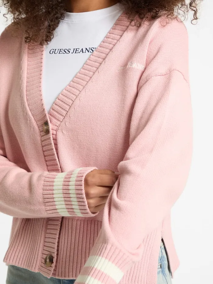 GUESS Hoodies and Sweaters Embroidered Logo Varsity Cardigan Gray 8211 Women