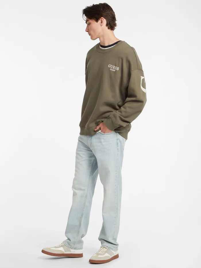 GUESS Hoodies and Sweaters Macro Logo Crewneck Sweatshirt Brown 8211 Men
