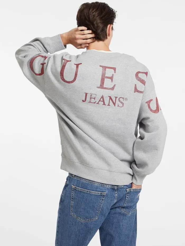 GUESS Hoodies and Sweaters Macro Logo Crewneck Sweatshirt Brown 8211 Men