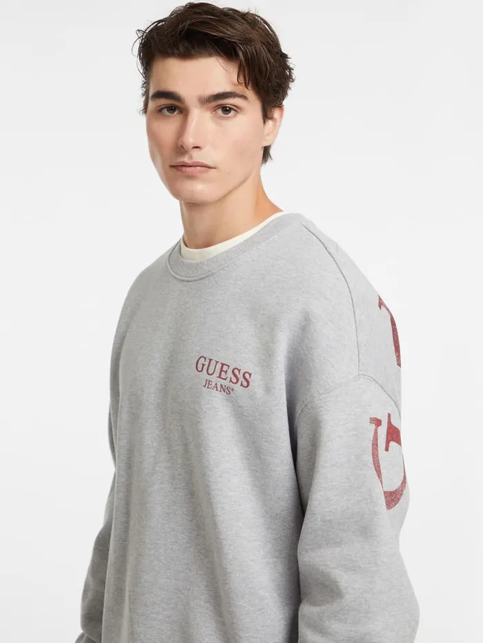 GUESS Hoodies and Sweaters Macro Logo Crewneck Sweatshirt Brown 8211 Men