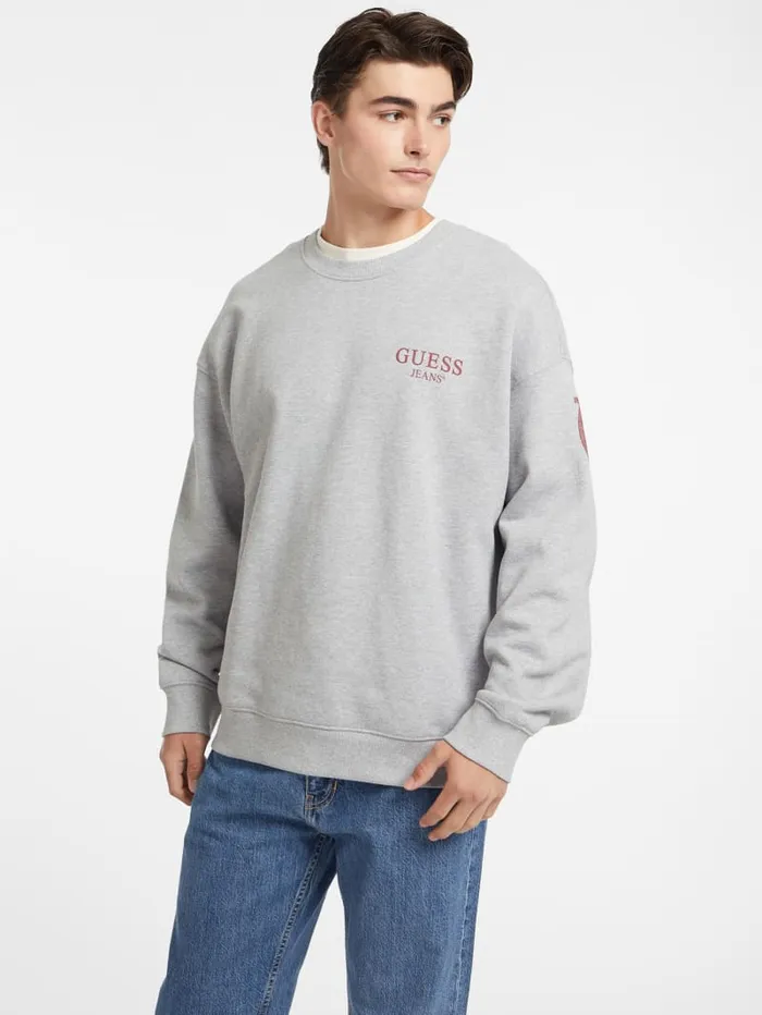 GUESS Hoodies and Sweaters Macro Logo Crewneck Sweatshirt Brown 8211 Men